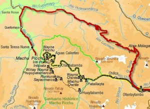 Proposed alternate road route to Machu Picchu. Click on Image to Enlarge.