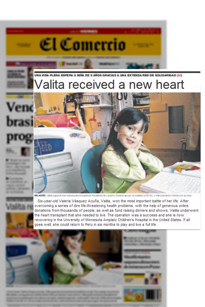 Valeria received life saving heart transplant