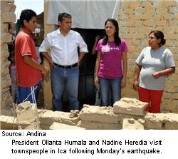 Back from Europe, Humala Visits Quake-Hit Ica