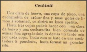 Cocktail recipe - the 1903 precursor to pisco sour
