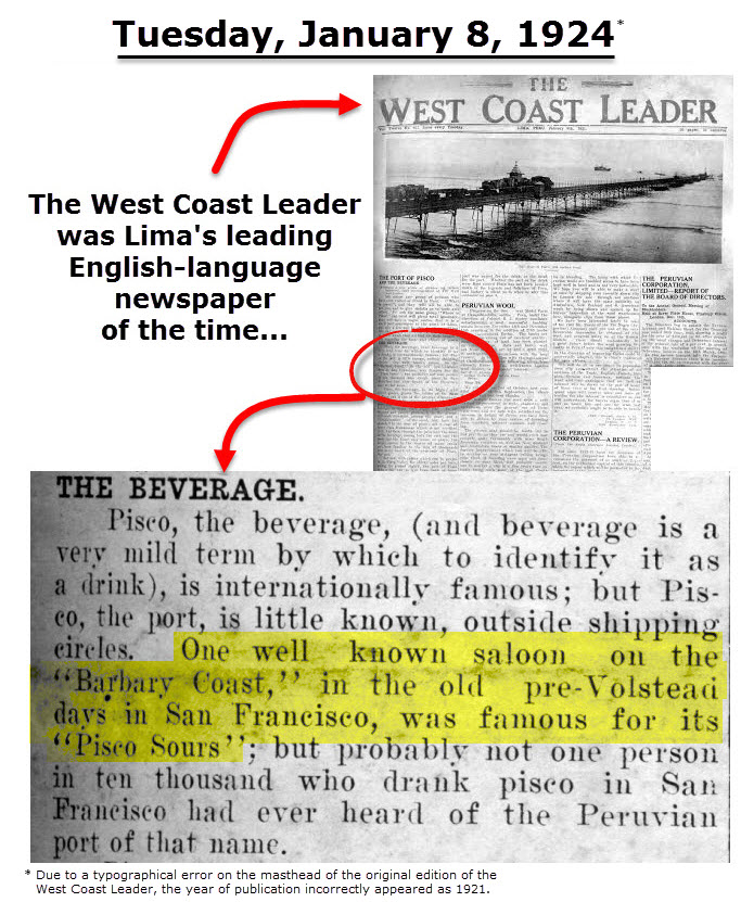 Clue about the origins of the Pisco Sour