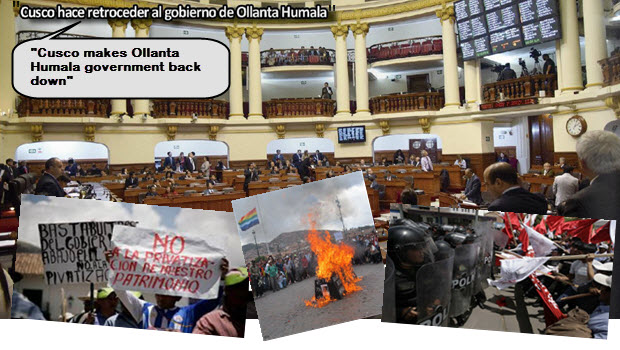 "Cusco makes Ollanta Humala government back down" on 1198