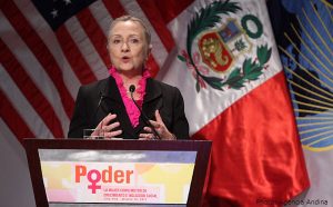 Then-U.S. Secretary of State Hillary Clinton during official 2012 visit to Peru 