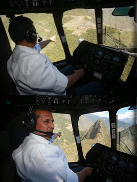 President Ollanta Humala approaching Machu Picchu