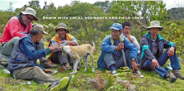 Edwin Dueñas with local residents and field crew