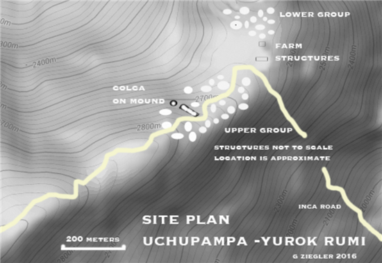 Site Plan Uchupampa-Yurok Rumi Ⓒ Ziegler 2016