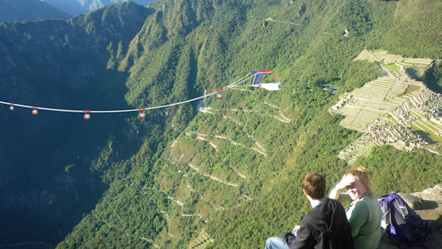 Mock up of what Machu Picchu cable cars would look like from Huayna Picchu