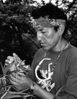 David Espejo portraying a coca leaf chewing, mystical Andean Shaman in film Lost City of Gold