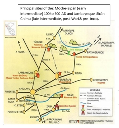 Principal sites of the Moche-Sipan - Maps