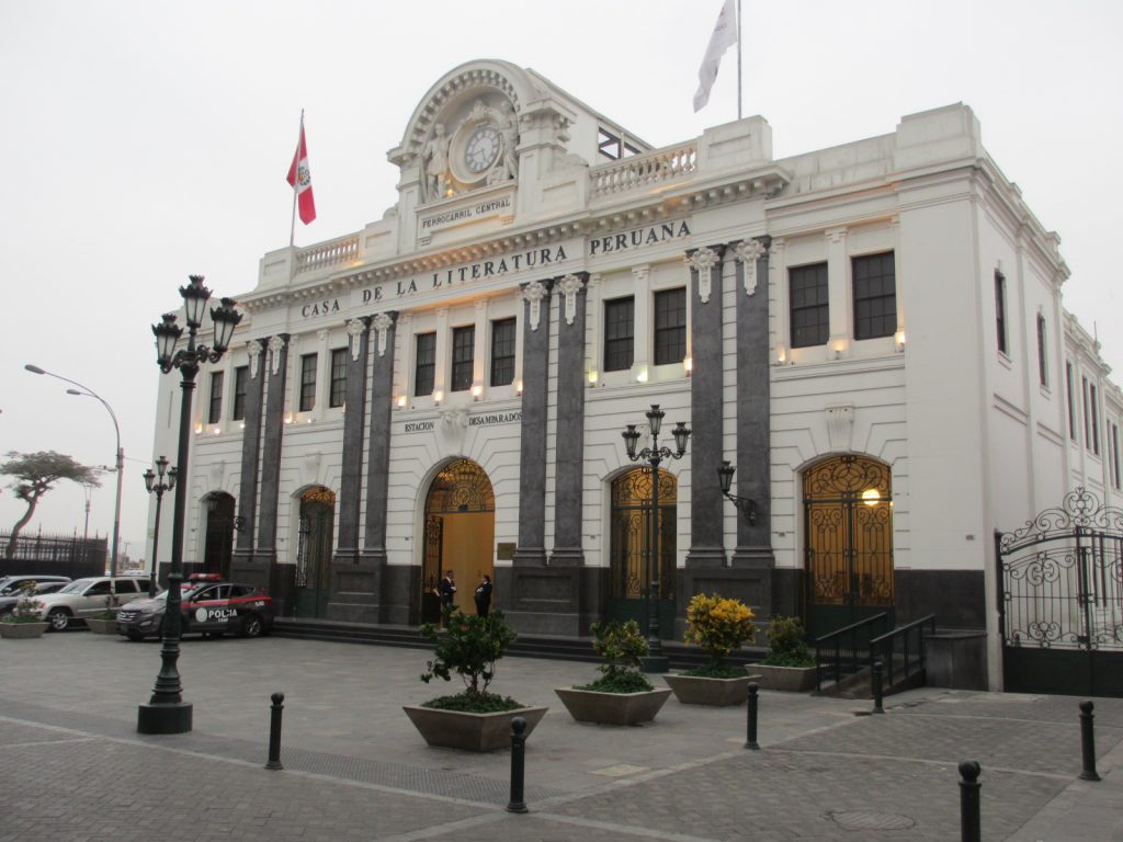 Lima's Central Railway station, behind the Government Palace
