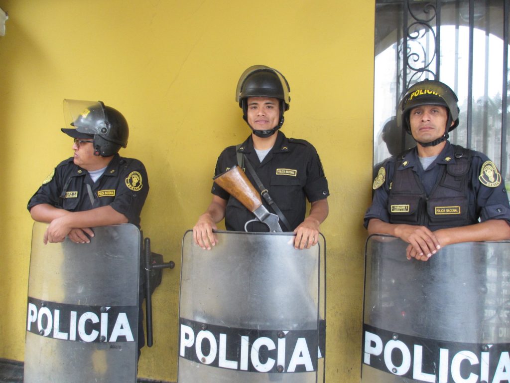 Police presence at the Plaza Mayor is a bit overwhelming.