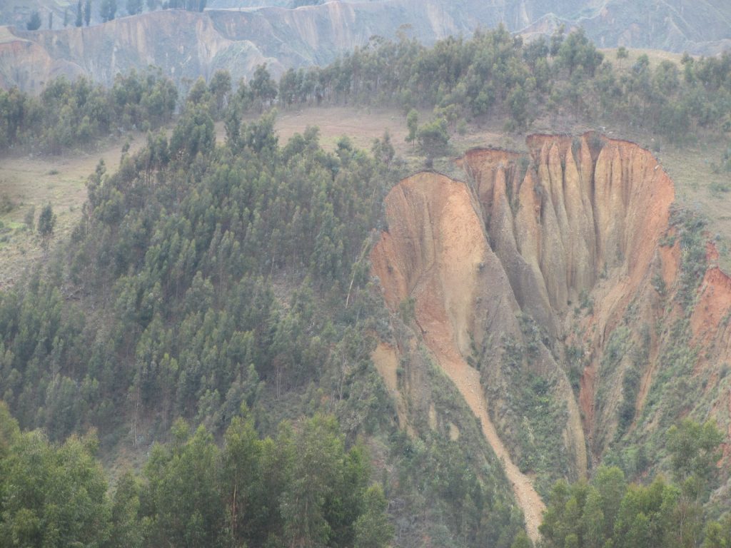 Ridged gashes all over the valley indicate a dangerous erosion problem.