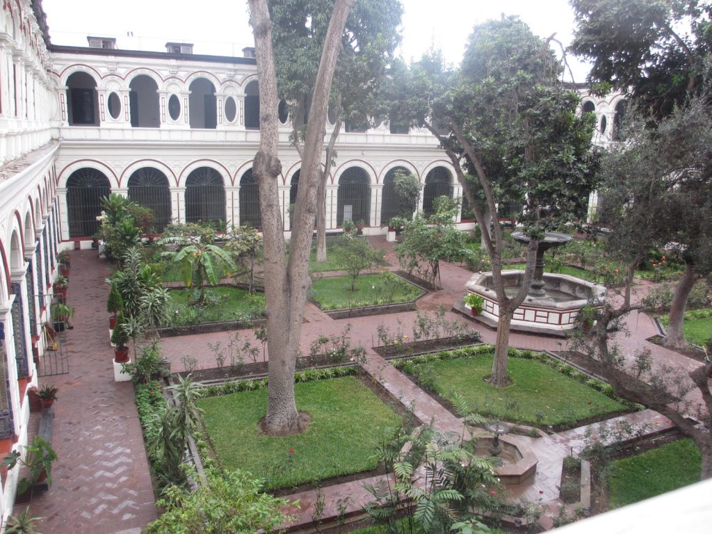 Cloister gardens of the San Francisco Convent in Lima.