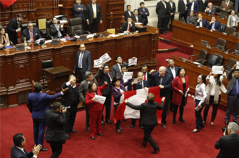 Minority members protest the procedure to elect members to the Constitutional Court.